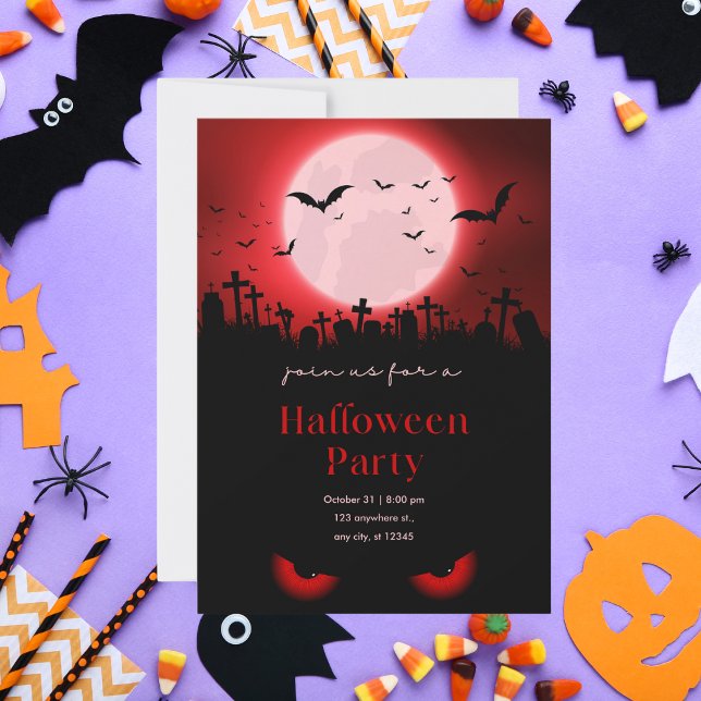Invitation Soirée d'Halloween au cimetière de la Lune Rouge e (Créateur téléchargé)