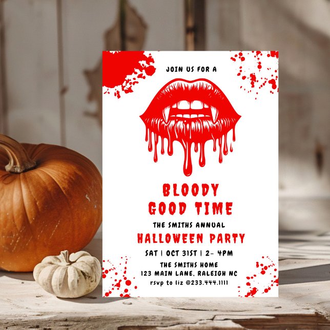 Invitation Soirée d'Halloween avec des lèvres de vampire sèch (Créateur téléchargé)
