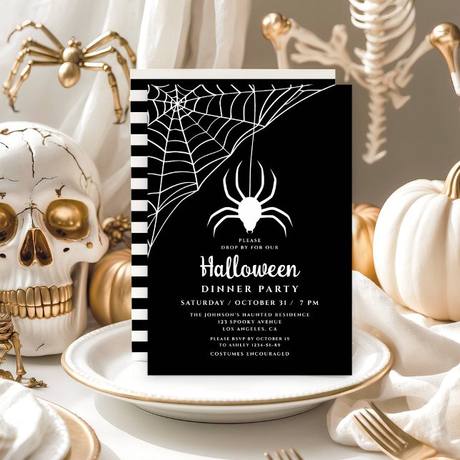 Invitation Soirée d'Halloween avec une jolie araignée noire (Créateur téléchargé)