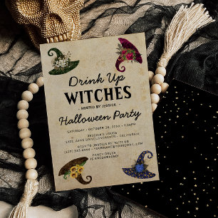 Invitation Soirée d'Halloween 'Buvez les Sorcières' pour Adul