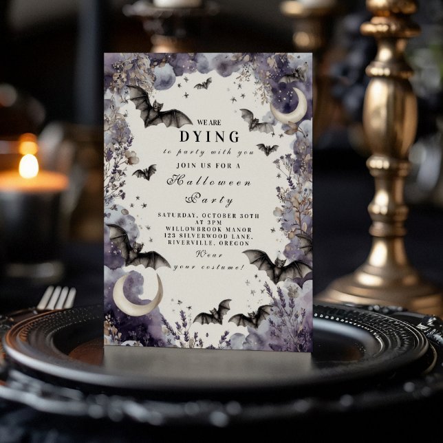 Invitation Soirée d'Halloween Chauves-Souris au Clair de Lune (Créateur téléchargé)