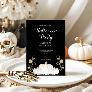 Invitation Soirée d'Halloween Citrouille noir