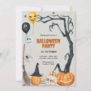Invitation Soirée d'Halloween citrouille personnalisée