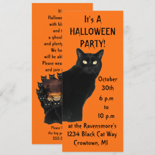 Invitation Soirée d'Halloween de Chat Noir