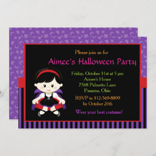 Invitation Soirée d'Halloween de fille Vampire