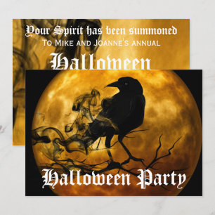 Invitation Soirée d'Halloween de la pleine lune du corbeau no