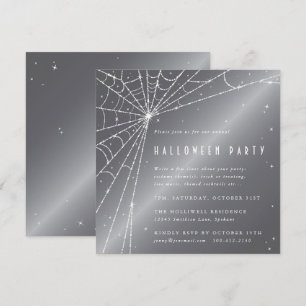 Invitation Soirée d'Halloween de l'araignée de diamant gris a