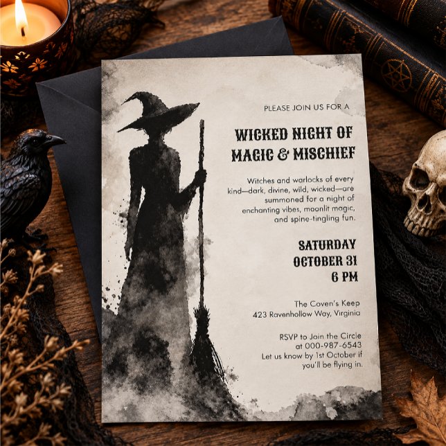Invitation Soirée d'Halloween de sorcière (Créateur téléchargé)