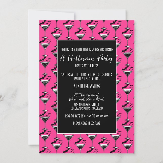 Invitation Soirée d'Halloween des Chauves-Souris de Martini (Devant)