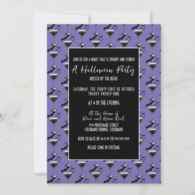 Invitation Soirée d'Halloween des Chauves-Souris de Martini (Devant)
