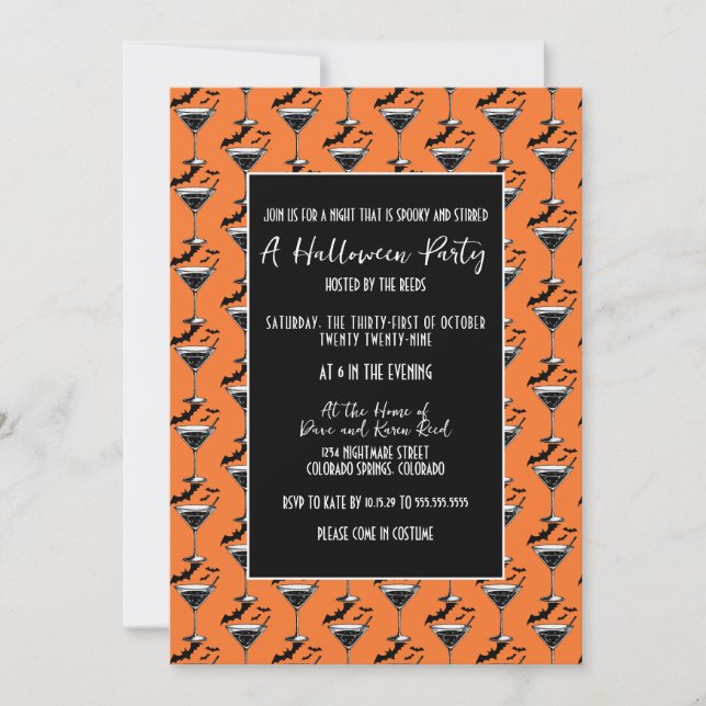 Invitation Soirée d'Halloween des Chauves-Souris de Martini (Devant)