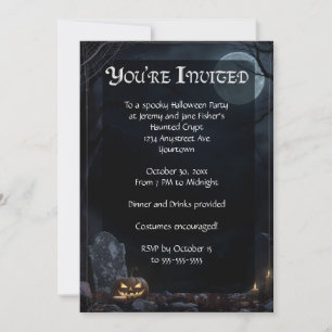 Invitation Soirée d'Halloween du cimetière foncé
