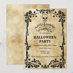 Invitation Soirée d'Halloween du crâne gothique