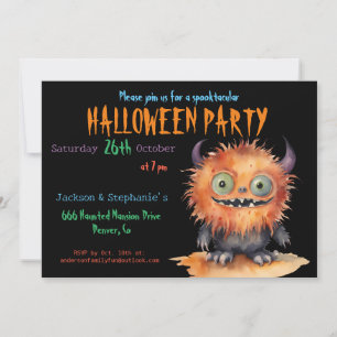 Invitation Soirée d'Halloween du mignon Monster Bash