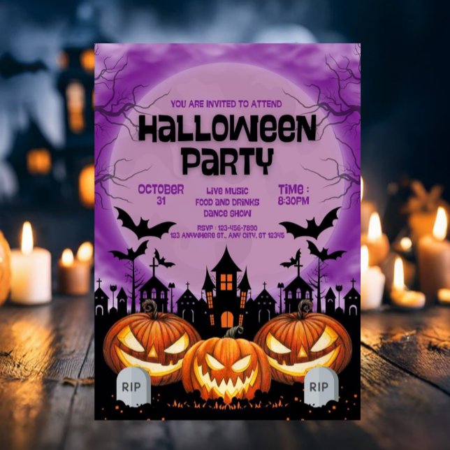Invitation soirée d'Halloween effrayante (Créateur téléchargé)