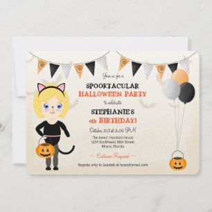 Invitation Soirée d'Halloween en chats