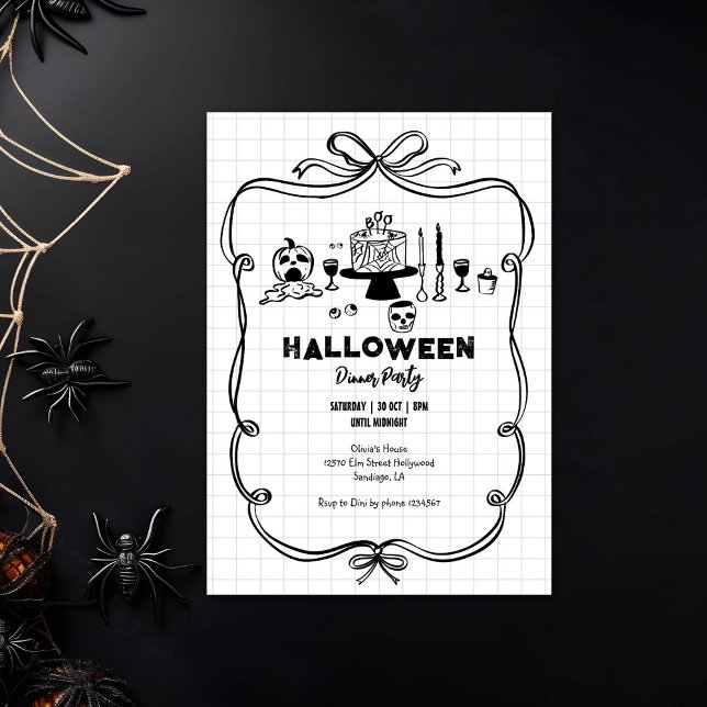 Invitation Soirée d'Halloween en noir et blanc (Créateur téléchargé)