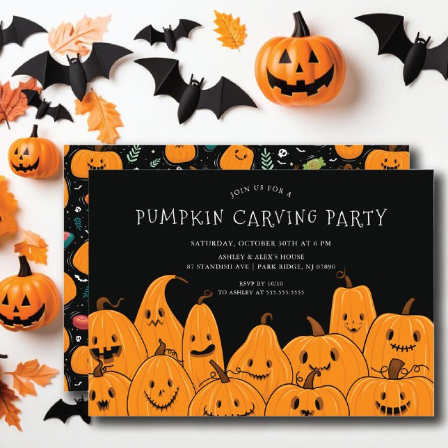 Invitation Soirée d'Halloween en sculpture Citrouille (Créateur téléchargé)