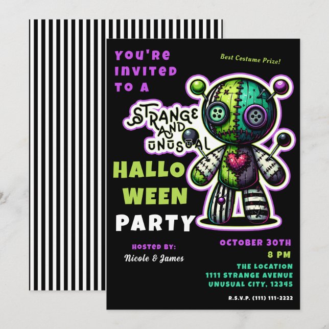 Invitation Soirée d'Halloween étrange et insolite de l'ours v (Devant / Derrière)