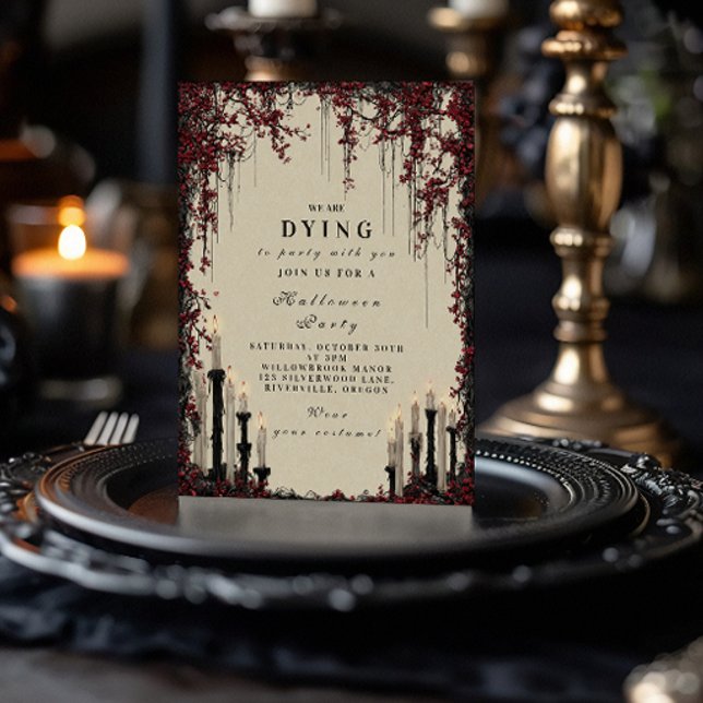 Invitation Soirée d'Halloween gothique aux chandelles (Créateur téléchargé)