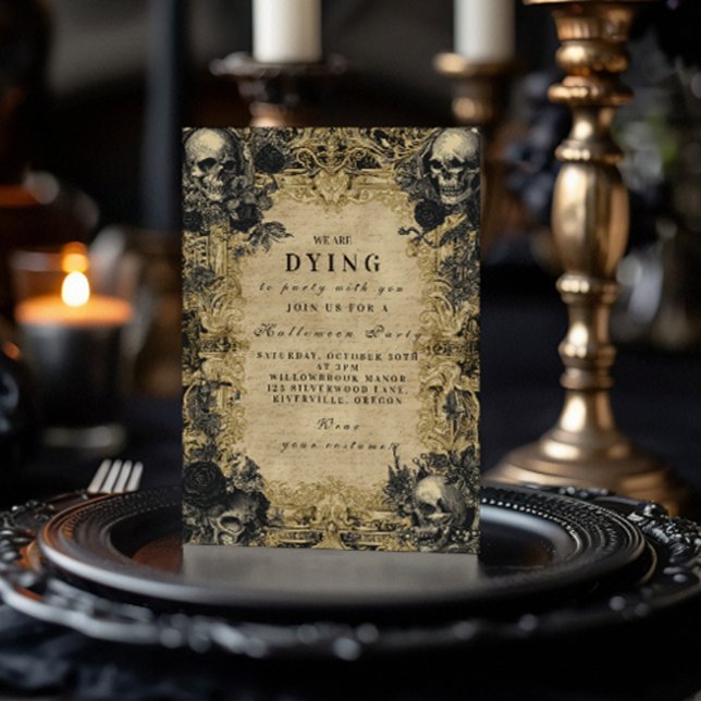 Invitation Soirée d'Halloween gothique du crâne baroque (Créateur téléchargé)