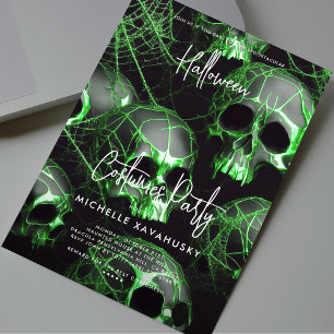 Invitation Soirée d'Halloween gothique moderne Noir Vert Crân