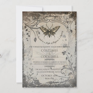 Invitation Soirée d'Halloween gothique Moth victorienne