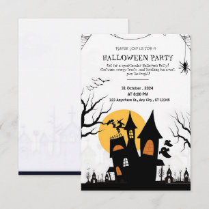 Invitation Soirée d'Halloween noir et blanc