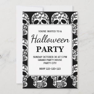 Invitation Soirée d'Halloween noir et blanc