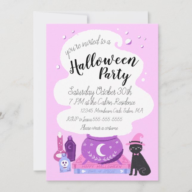 Invitation Soirée d'Halloween Pastel Witch (Devant)