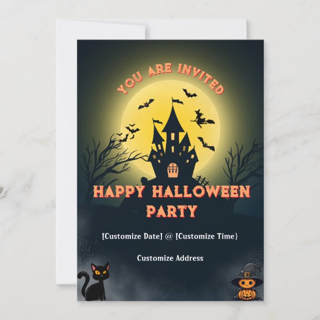 Invitation Soirée d'Halloween personnalisable vous êtes invit (Devant)