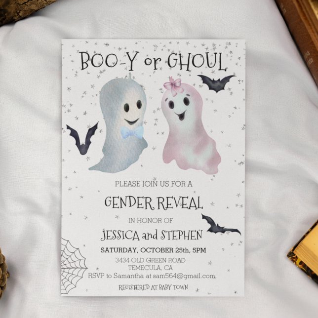 Invitation Soirée d'Halloween pour la révélation du sexe des  (Créateur téléchargé)