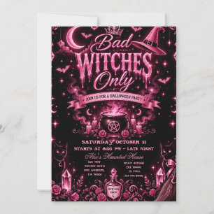 Invitation Soirée d'Halloween pour mauvaises sorcières unique