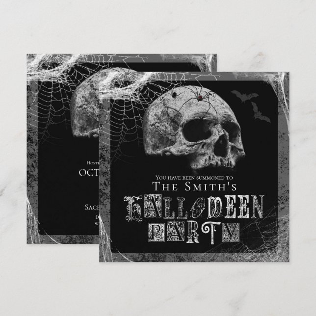 Invitation Soirée d'Halloween pour veuve noire (Devant / Derrière)
