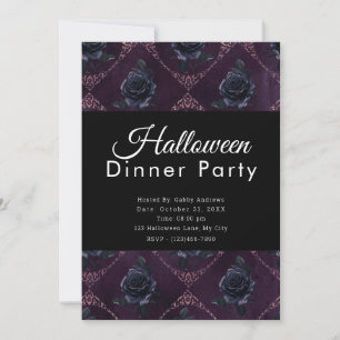 Invitation Soirée d'Halloween Rose noire violet foncé