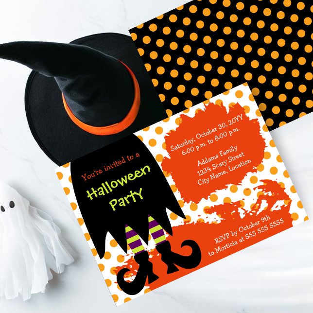 Invitation Soirée d'Halloween sorcière (A bewitching Halloween party invite perfect for kids and adults.)