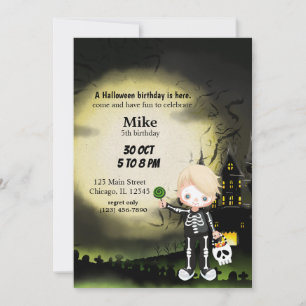 Invitation Soirée d'Halloween squelette