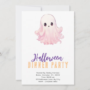 Invitation Soirée d'Halloween super mignonne Ghost rose