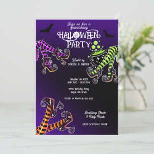 Invitation Soirée d'Halloween violette ensorcelante de jambes