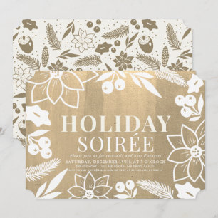 Invitation Soirée d'hiver Folliage Gold Holiday