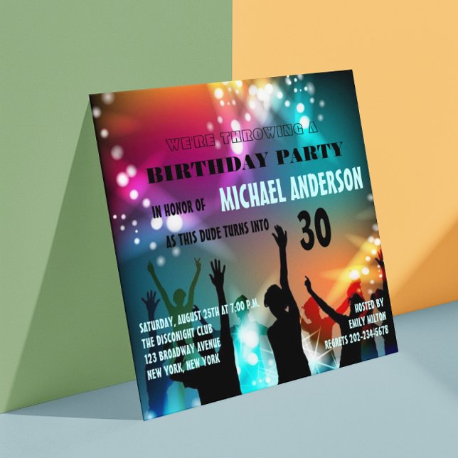 Invitation Soirée disco glamour Anniversaire/Enterrement de v (Créateur téléchargé)