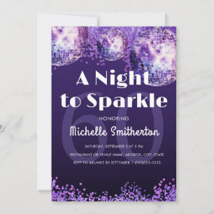 Invitation Soirée disco paillettes violettes pour une 60e ann