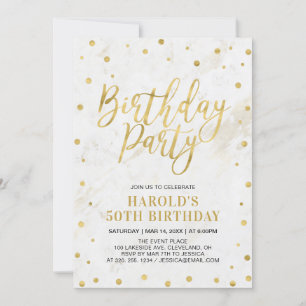 Invitation Soirée d'or moderne pour adultes 50e anniversaire