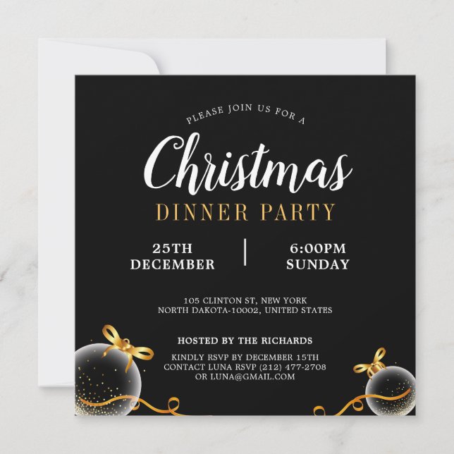 Invitation Soirée d'Ornement de Noël à la Bow rouge (Devant)