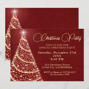 Invitation Soirée d'ornements d'Arbre de Noël Rouge & Or