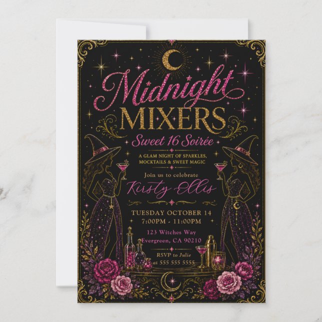 Invitation Soirée douce 16 de mélangeurs de minuit (Devant)