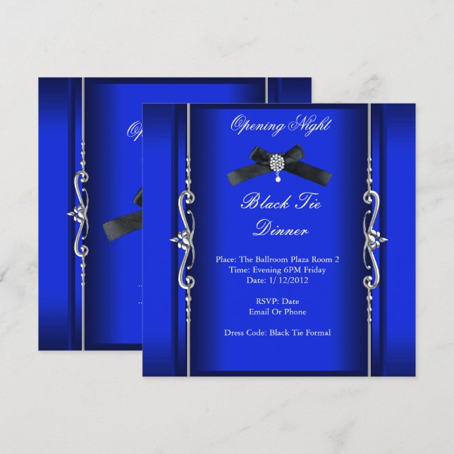 Invitation Soirée d'ouverture tenue de soirée noire bleu arge (Devant / Derrière)