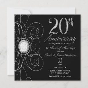 Invitation Soirée du 20e anniversaire Black & Silver Diamond 