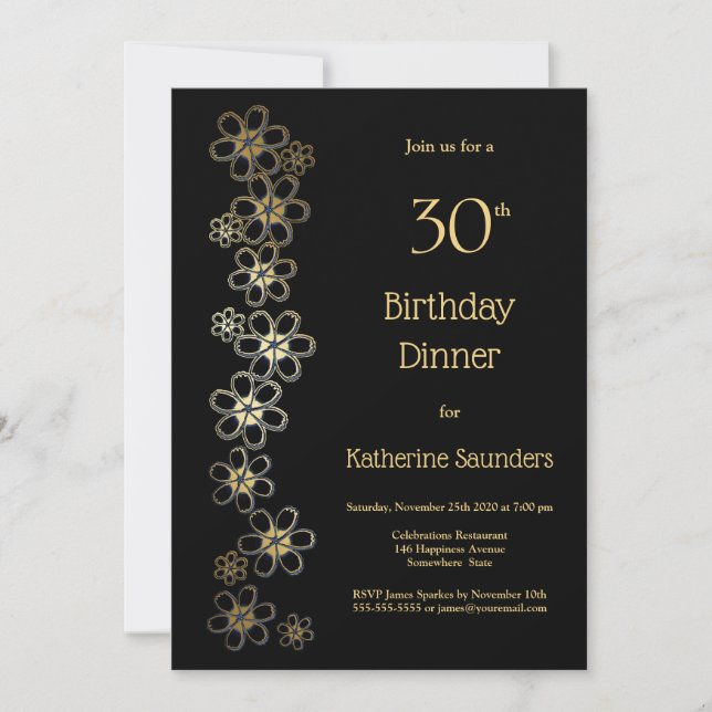 Invitation Soirée du 30e anniversaire Black and Gold (Devant)