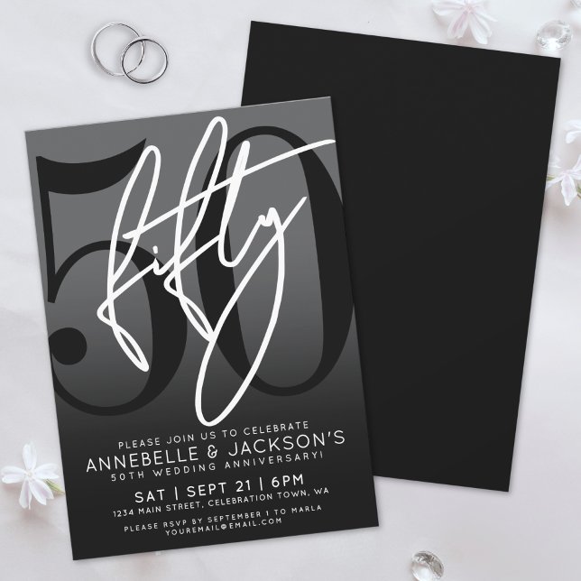 Invitation Soirée du 50e anniversaire de Black White (Black White 50th Anniversary Party Invitation)